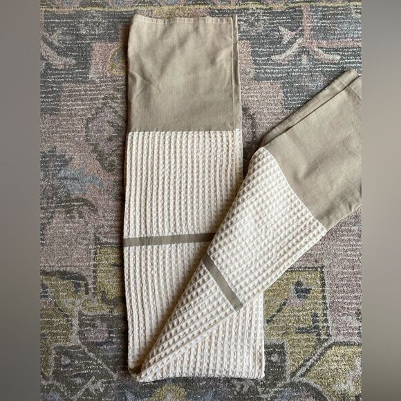 Sonoma Waffle Weave with Blocked Material Design Shower Curtain - Picture 8 of 8